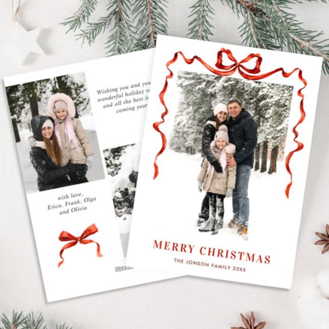 Cartão De Festividades FesNatal Boho Red Arco Friso 3 Foto (Criador carregado)