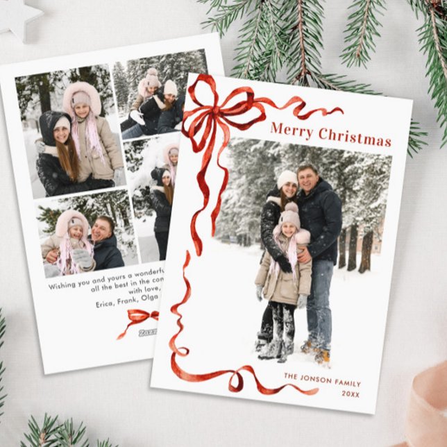 Cartão De Festividades FesNatal Boho Red Arco Friso 5 Foto (Criador carregado)