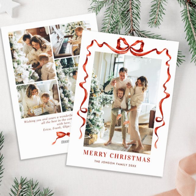 Cartão De Festividades FesNatal Boho Red Arco Friso 5 Foto (Criador carregado)