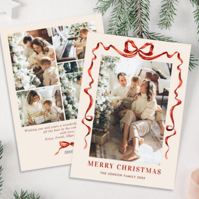 Cartão De Festividades FesNatal Boho Red Arco Friso 5 Foto (Criador carregado)