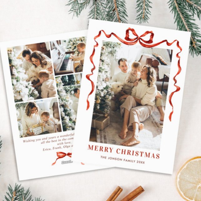 Cartão De Festividades FesNatal Boho Red Arco Friso 5 Foto (Criador carregado)