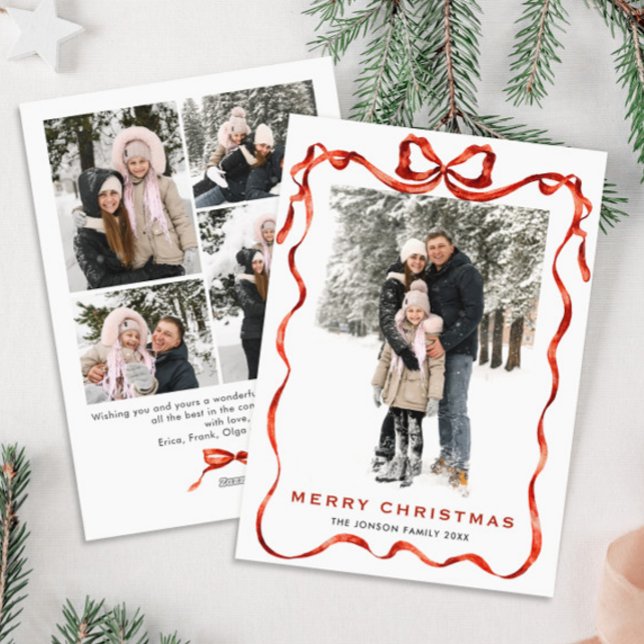Cartão De Festividades FesNatal Boho Red Arco Friso 5 Foto (Criador carregado)