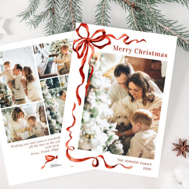 Cartão De Festividades FesNatal Boho Red Arco Friso 5 Foto (Criador carregado)