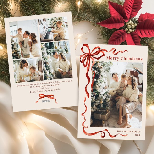Cartão De Festividades FesNatal Boho Red Arco Friso 5 Foto (Criador carregado)