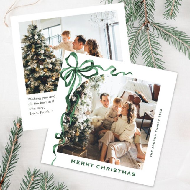 Cartão De Festividades FesNatal Sage Arco Verde Friso 2 Foto (Criador carregado)