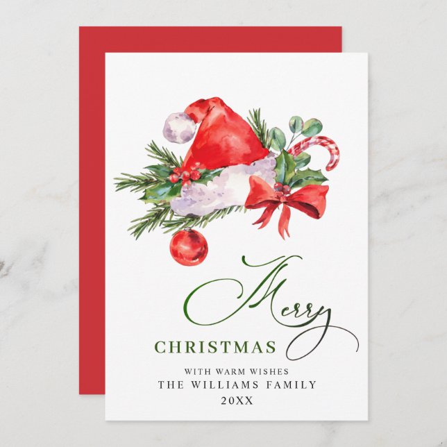 Cartão De Festividades FesSanta Claus Hábito Saudação de Natal (Frente/Verso)