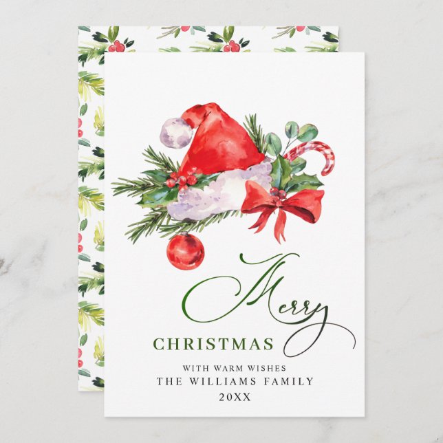 Cartão De Festividades FesSanta Claus Hábito Saudação de Natal (Frente/Verso)