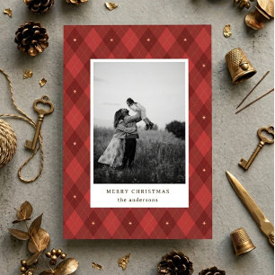 Cartão De Festividades Festa Clássica de Natal Argila Vermelha Uma Foto