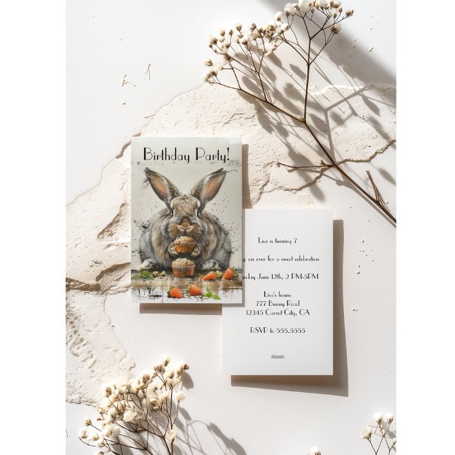 Cartão De Festividades Festa de aniversário Bunny (Criador carregado)