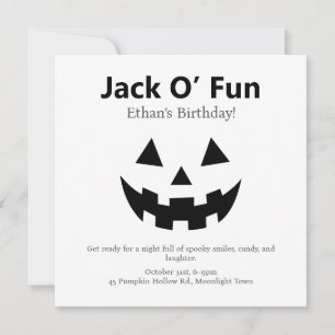 Cartão De Festividades Festa de Aniversário de Halloween Jack O’ Fun Ab