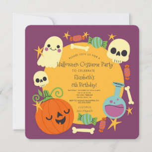 Cartão De Festividades Festa de Aniversário Infantil Fantasia de Hallowee