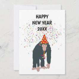 Cartão De Festividades Festa de Ano Novo de Animais de Parceira Chimpanzé