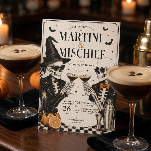 Cartão De Festividades Festa de Cocktail de Halloween Martini & Mischief
