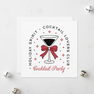 Cartão De Festividades Festa de cocktails férias coquete laço estético