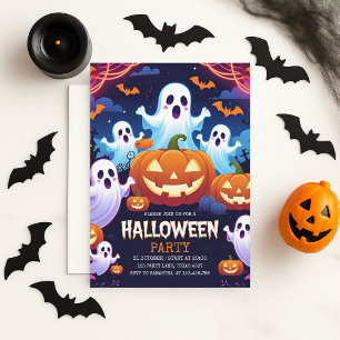 Cartão De Festividades Festa de Ghost e Abóbora do Halloween Kids