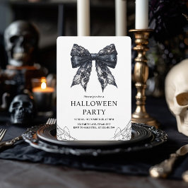 Cartão De Festividades Festa de Halloween com Laço Preto Elegante