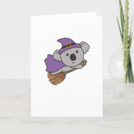 Cartão De Festividades Festa de Halloween de Koala Bruxa Fantasia Infanti