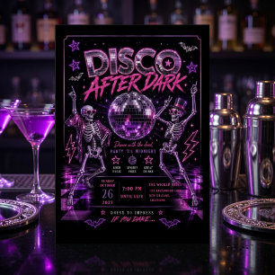 Cartão De Festividades Festa de Halloween Disco After Dark Retro
