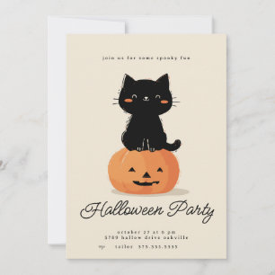 Cartão De Festividades Festa de Halloween do Gato e da Abóbora