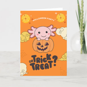 Cartão De Festividades Festa de Halloween Truque ou Tratamento Axolotl Ab