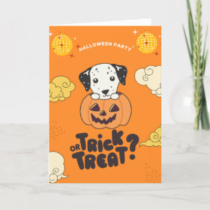 Cartão De Festividades Festa de Halloween Truque ou Tratamento Dálmata Ab