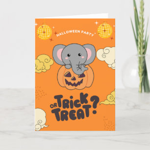 Cartão De Festividades Festa de Halloween Truque ou Tratamento Elefante A