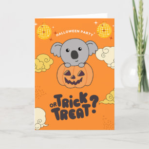 Cartão De Festividades Festa de Halloween Truque ou Tratamento Koala Abób