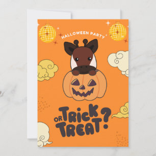 Cartão De Festividades Festa de Halloween Truque ou Tratamento Okapi Abób