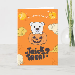 Cartão De Festividades Festa de Halloween Truque ou Tratamento Urso Polar