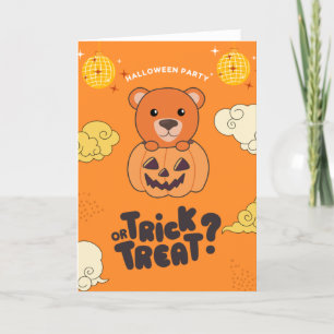 Cartão De Festividades Festa de Halloween Truque ou Tratamento Urso Pumki