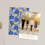 Cartão De Festividades Festa de Hanukkah Floral Amarelo Azul Foto Elegant<br><div class="desc">Envie seus melhores votos nesta época com nosso cartão de foto de Natal personalizado, apresentando uma bela combinação de foto da família personalizada na frente e um vibrante design floral azul e amarelo no verso. Perfeito para compartilhar os momentos de Natal favoritos da sua família, este cartão elegante permite que...</div>