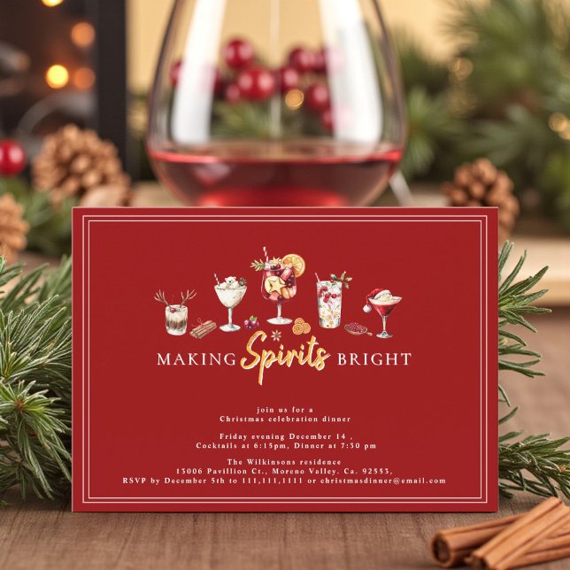 Cartão De Festividades festa de jantar com coquetéis moderna e festiva (Criador carregado)