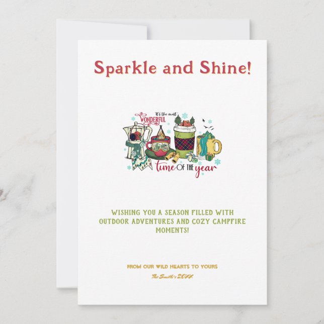 Cartão De Festividades Festa de Natal Bebe Camping Outdoor Adventure (Frente)