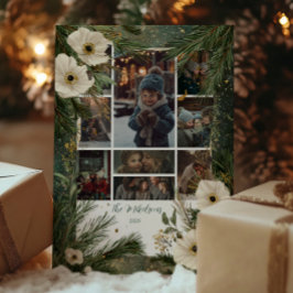 Cartão De Festividades Festa de Natal da Anêmona Branca de Inverno