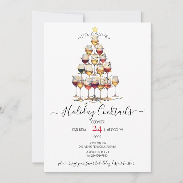 Cartão De Festividades Festa de Natal das Bebidas Festivas (Frente)