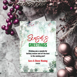 Cartão De Festividades Festa de Natal de inverno verde-Chic wooldland