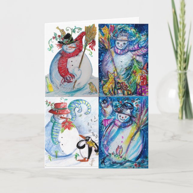 CARTÃO DE FESTIVIDADES FESTA DE NATAL DE NEVE E SERENADE DE PENGUIN (Frente)