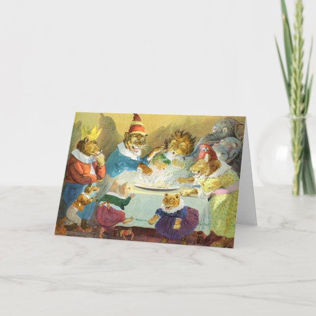 Cartão De Festividades Festa de Natal em Terra Animal (Frente)