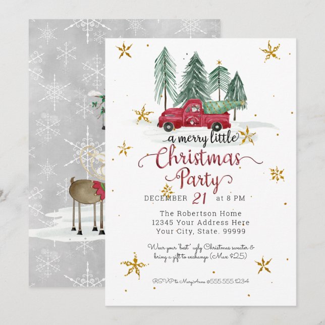 Cartão De Festividades Festa de Natal Feliz dos Gnomes Caminhão Vermelho  (Frente/Verso)