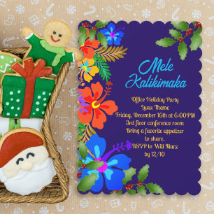 Cartão De Festividades Festa de Natal Luau Mele Kalikimaka no Escritório