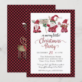 Cartão De Festividades Festa de Natal Pequena e Alegre com Gnomos Bonitos