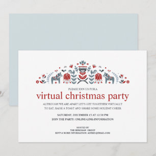 Cartão De Festividades Festa de Natal Virtual Cavalo de Dala Arte Popular