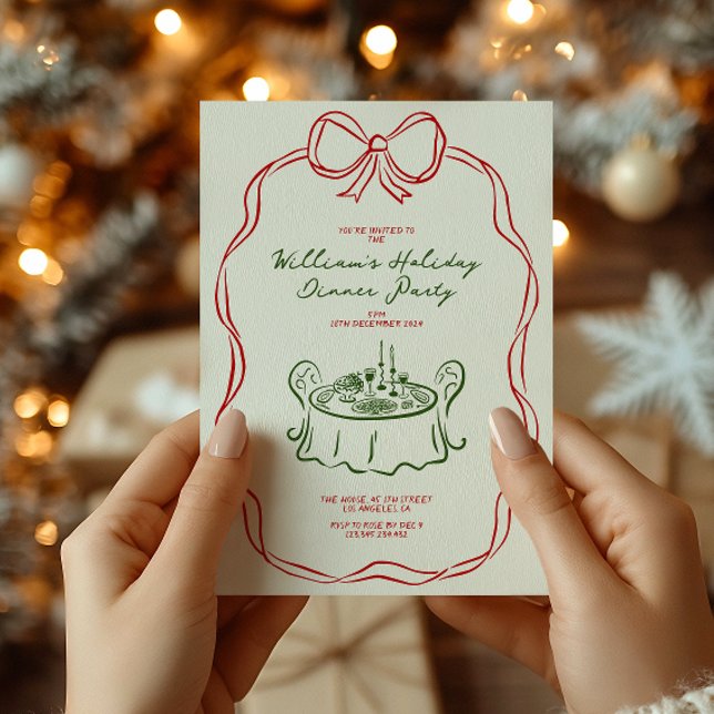 Cartão De Festividades Festa de Natal Whimsso, Janto Verde e Vermelho (Criador carregado)