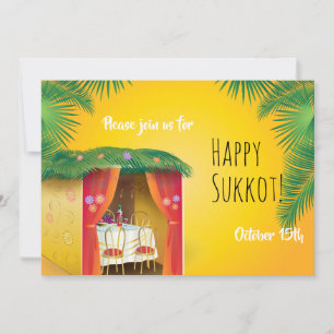 Cartão De Festividades Festa de Sukkot Sukkah Lulav e Etrog Aquarela