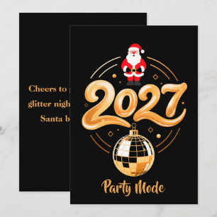 Cartão De Festividades Festa do Papai Noel 2026 Modo Dourado Disco Natal