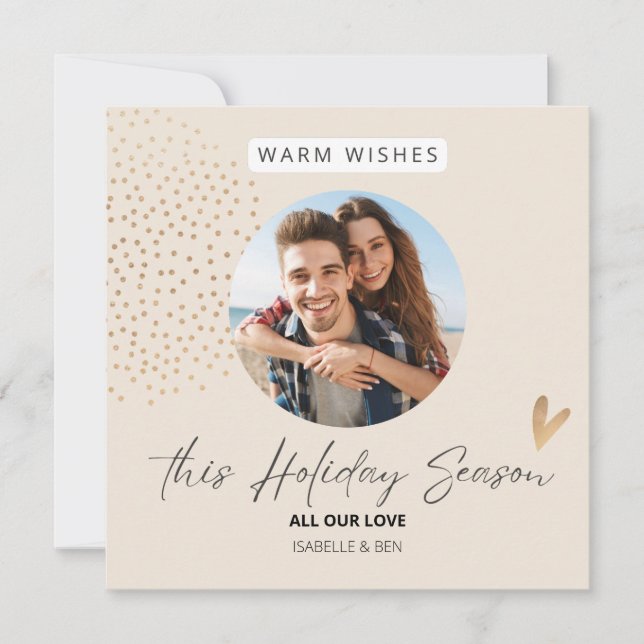 Cartão De Festividades Festa Simples do Casal Foto Natal Feriado (Frente)