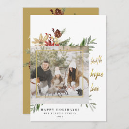 Cartão De Festividades Festiva Dourada Faith Hope Ama Duas Fotografias Na