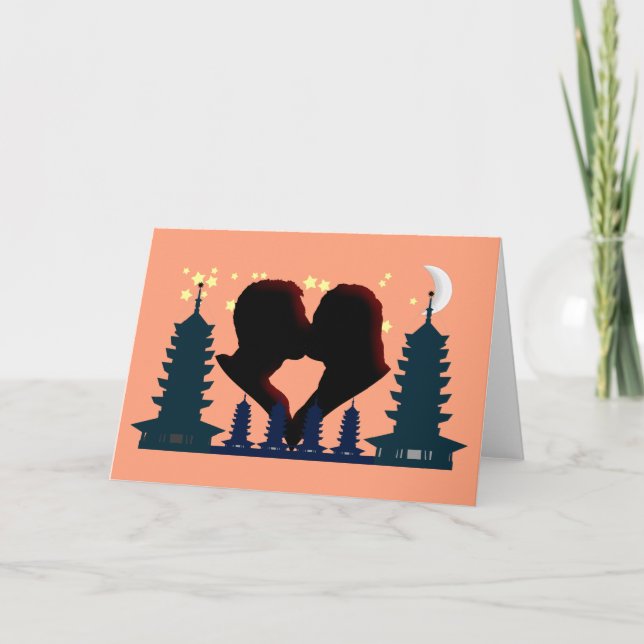 Cartão De Festividades Festival de Qixi - Dia dos Namorados Chinês (Frente)