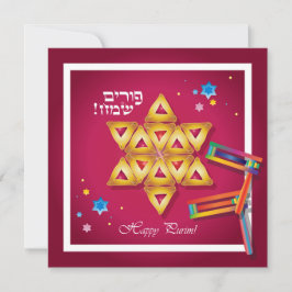Cartão De Festividades Festival feliz Hamantaschen de Purim & hebraico de