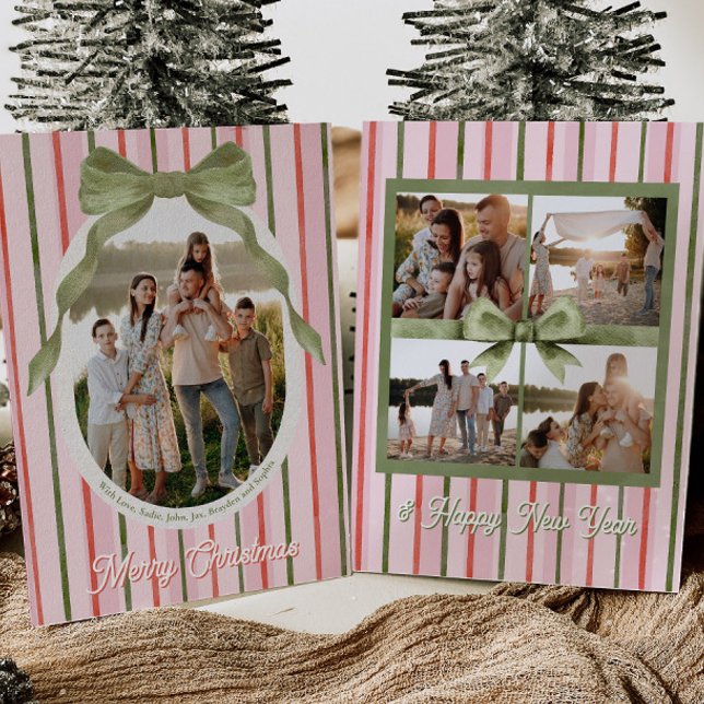 Cartão De Festividades Festive Bow Photo Christmas Cards (Criador carregado)